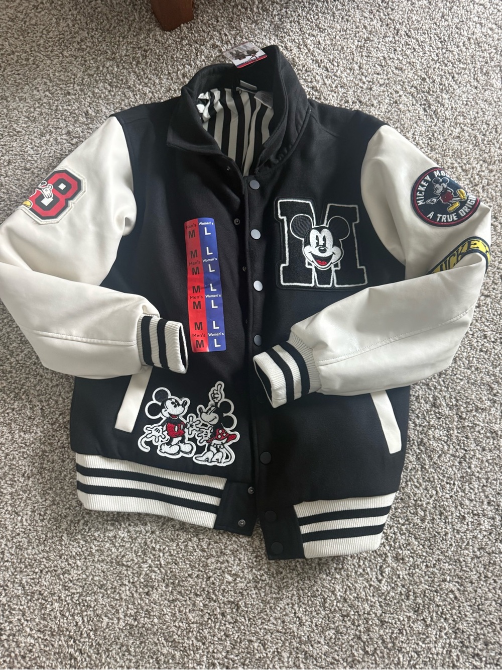 Disney Black and White Mickey Varsity Jacket for Kids
